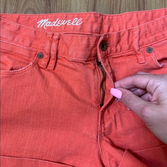 Madewell Orange Cuffed Hem Jean Shorts - Picture 4 of 9